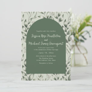 Invitación Boda de Arquitectura Botánica Verde Salvia Rústica