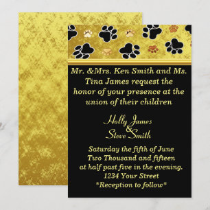Invitación Boda de arreglo de paw de pag de Relieve metalizad