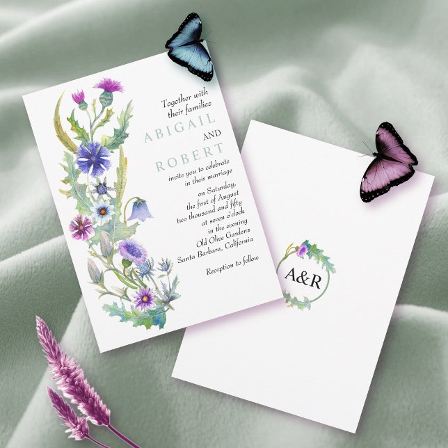 Invitación Boda de arreglo floral de flor silvestre acuarela (Subido por el creador)