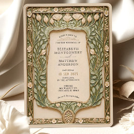 Invitación Boda de Art Nouveau botánico de época