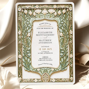 Invitación Boda de Art Nouveau botánico de época