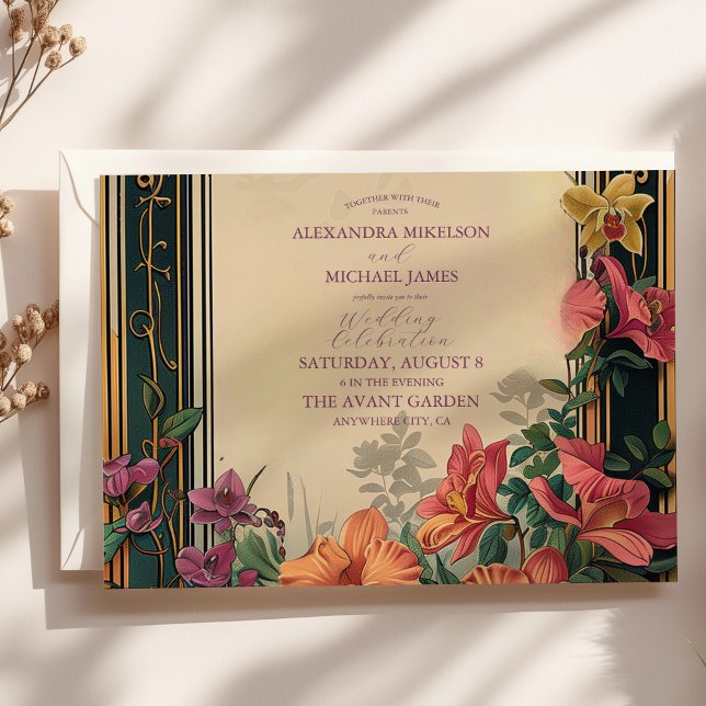 Invitación Boda de Art Nouveau de Bliss Wildflowers Botánico (Subido por el creador)
