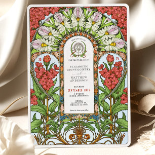 Invitación Boda de Art Nouveau del Daisy Rojo Valeriano y Bla