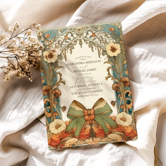 Invitación Boda de Art Nouveau floral de época (Subido por el creador)