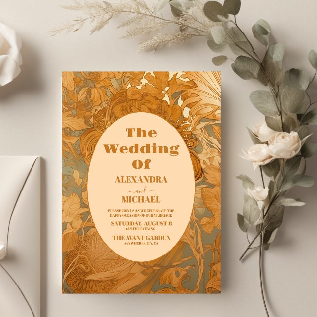 Invitación Boda de Art Nouveau floral de oro (Subido por el creador)
