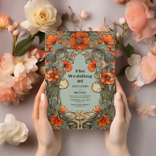 Invitación Boda de Art Nouveau floral vintage (Subido por el creador)