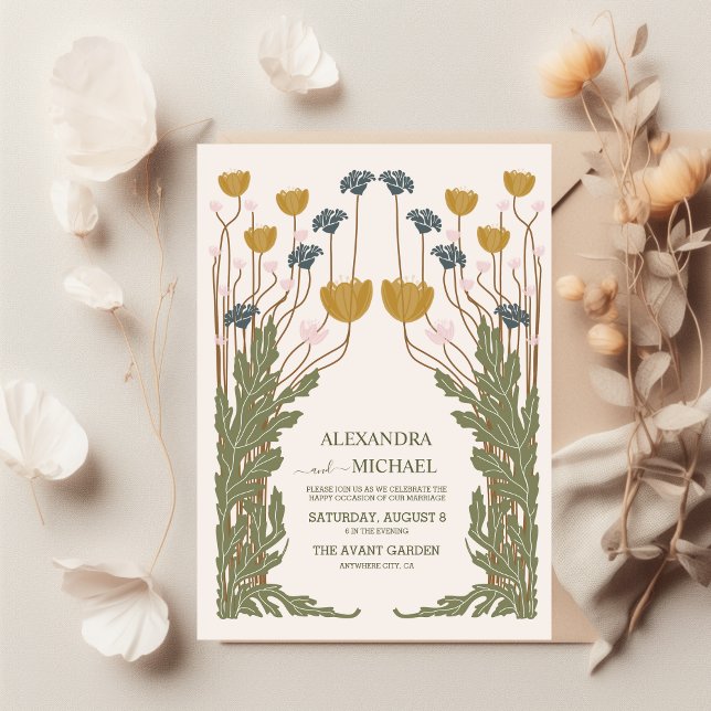 Invitación Boda de Art Nouveau floral vintage (Subido por el creador)
