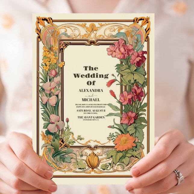 Invitación Boda de Art Nouveau floral vintage (Subido por el creador)