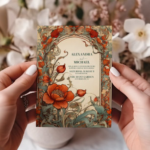 Invitación Boda de Art Nouveau floral vintage