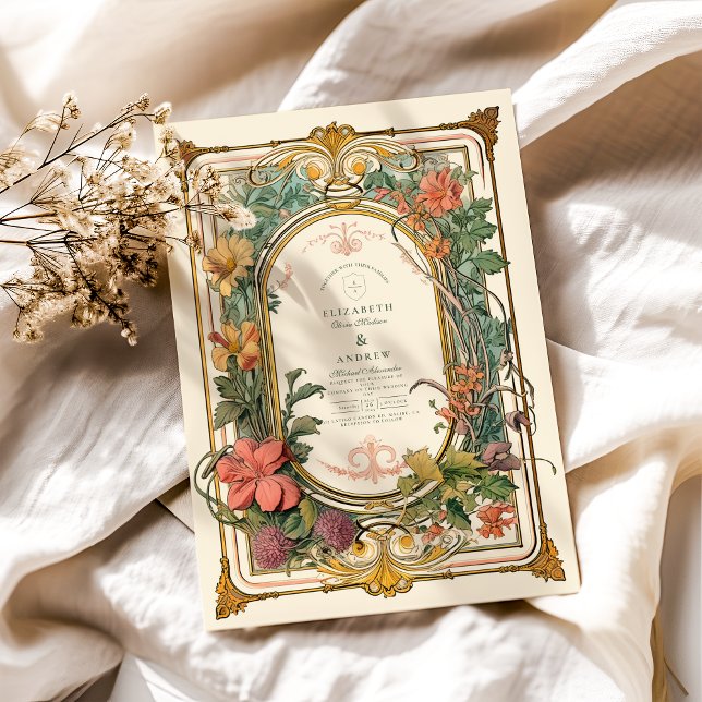 Invitación Boda de Art Nouveau floral vintage (Subido por el creador)