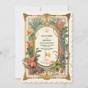 Invitación Boda de Art Nouveau floral vintage