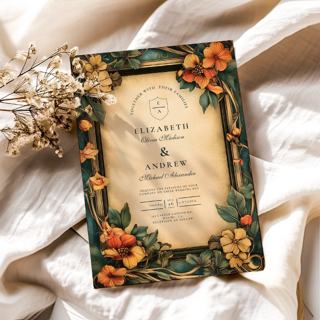 Invitación Boda de Art Nouveau Naranja quemado (Subido por el creador)