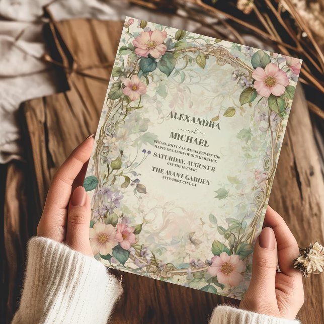 Invitación Boda de Art Nouveau rosa vintage (Subido por el creador)