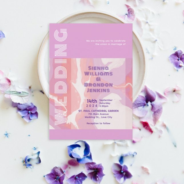 Invitación Boda de arte abstracto de Pink Pastel (Subido por el creador)