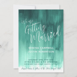 Invitación Boda de arte abstracto verde esmeralda y moderno