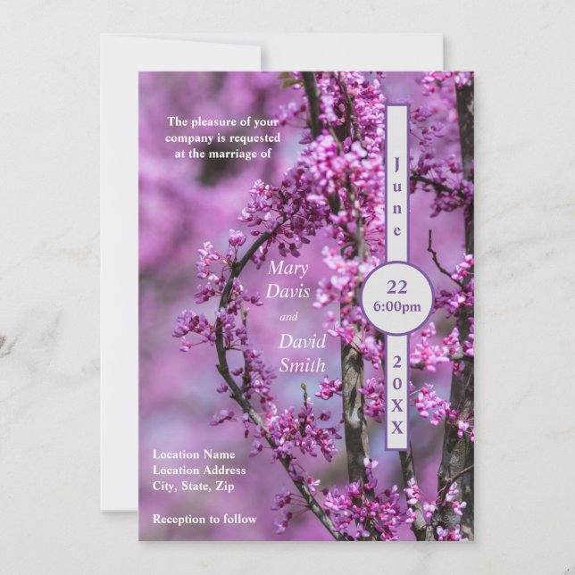 Invitación Boda de arte Avondale Redbud (Anverso)