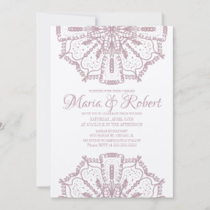 Invitación Boda de arte Boho Kraft de Mandala rosa