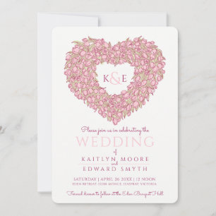 Invitación Boda de arte cardiaco de tulipanes de primavera ro