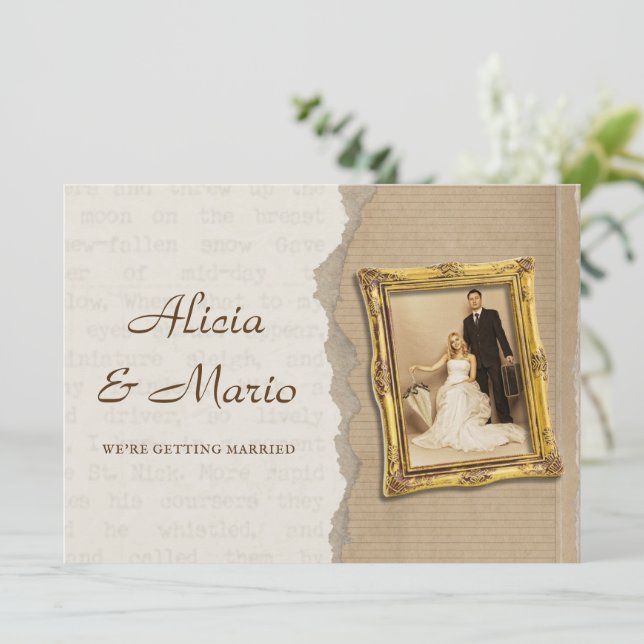 Invitación Boda de arte clásico vintage (Anverso de pie)