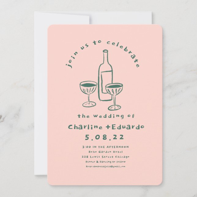 Invitación Boda de arte contemporáneo retro (Anverso)