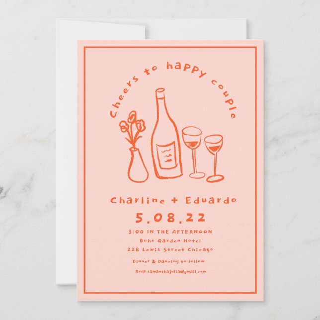 Invitación Boda de arte contemporáneo retro (Anverso)