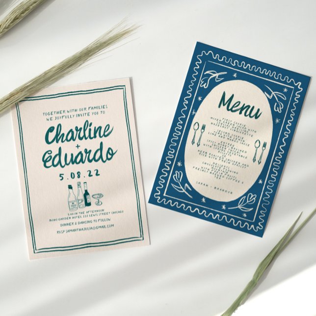 Invitación Boda de arte contemporáneo retro (Subido por el creador)