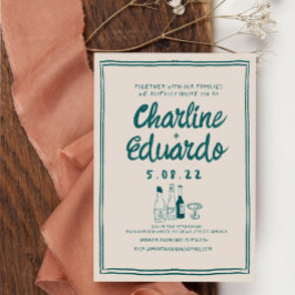 Invitación Boda de arte contemporáneo retro