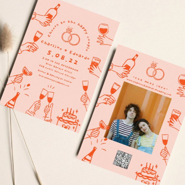 Invitación Boda de arte contemporáneo retro (Subido por el creador)