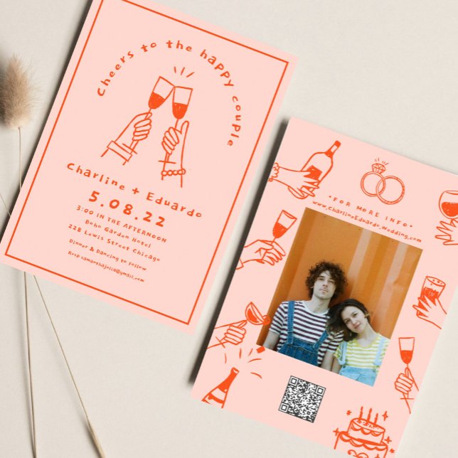 Invitación Boda de arte contemporáneo retro (Subido por el creador)