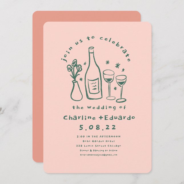 Invitación Boda de arte contemporáneo retro (Subido por el creador)