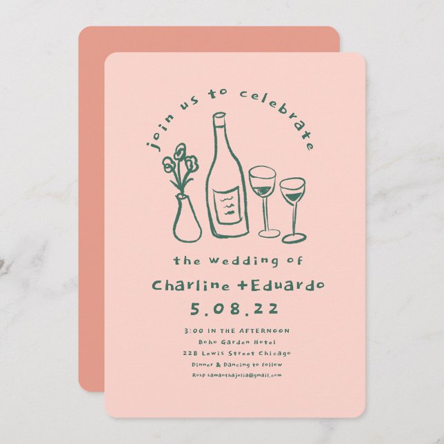 Invitación Boda de arte contemporáneo retro (Subido por el creador)