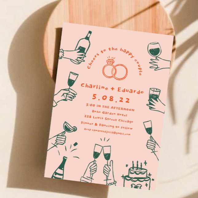 Invitación Boda de arte contemporáneo retro (Subido por el creador)