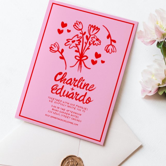 Invitación Boda de arte contemporáneo retro (Subido por el creador)