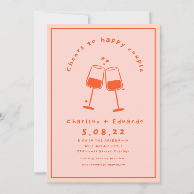 Invitación Boda de arte contemporáneo retro (Anverso)