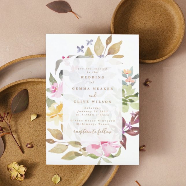 Invitación Boda de arte de acuarela floral seca (Subido por el creador)