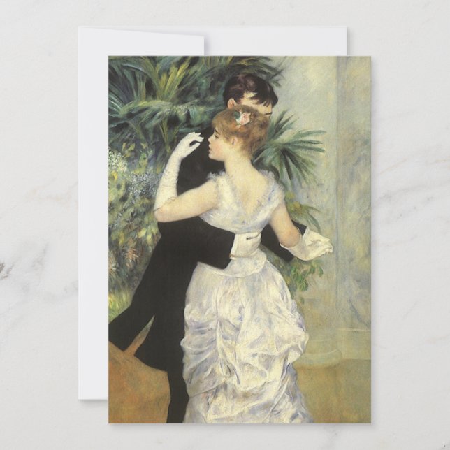 Invitación Boda de arte de época, baile de ciudad de Renoir (Anverso)