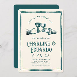 Invitación Boda de arte de grabado medievales retro