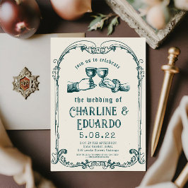 Invitación Boda de arte de grabado medievales retro