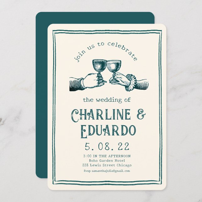 Invitación Boda de arte de grabado medievales retro (Subido por el creador)
