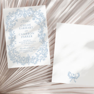 Invitación Boda de arte de la Línea Barroca Azul Victoriana