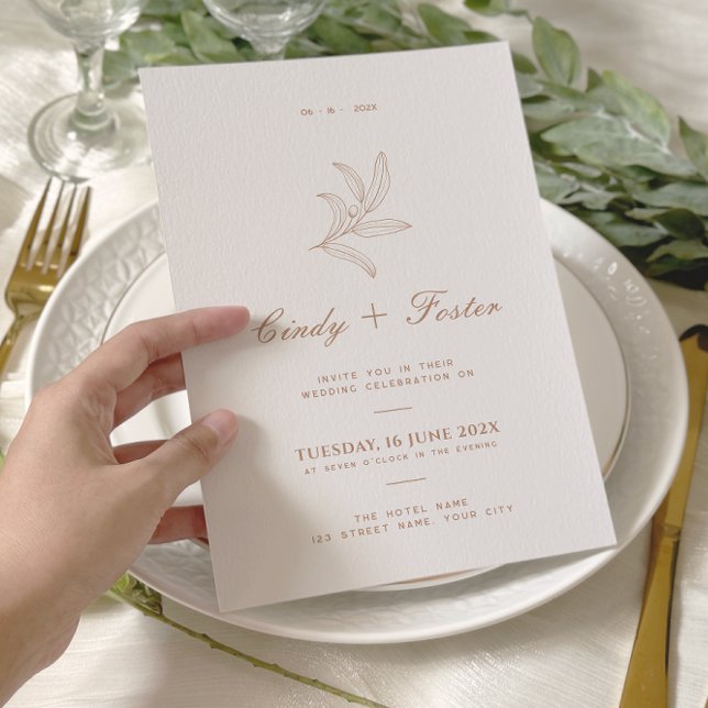 Invitación Boda de arte de la línea Eucalyptus elegante minim (Subido por el creador)