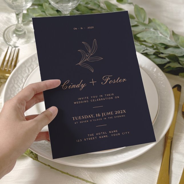 Invitación Boda de arte de la línea Eucalyptus elegante minim (Subido por el creador)