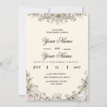 Boda de arte de línea de flores silvestres boho mo