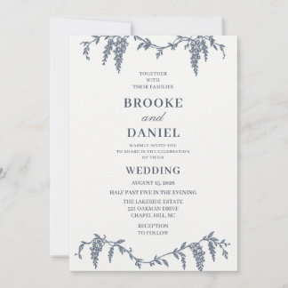 Invitación Boda de Arte de Línea de Vid de Wisteria de Pizarr