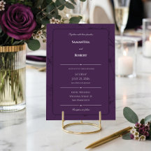 Boda de Arte de Línea Floral Púrpura de Ciruela El