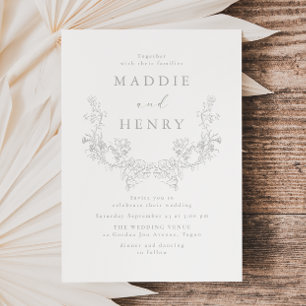Invitación Boda de Arte de Línea Floral Salvia Mínima