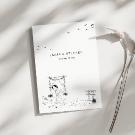 Invitación Boda de Arte de Línea Mínima de Sandy Beach con Am