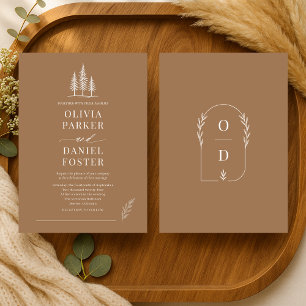 Invitación Boda de Arte de Línea Simple Bosque Rústico