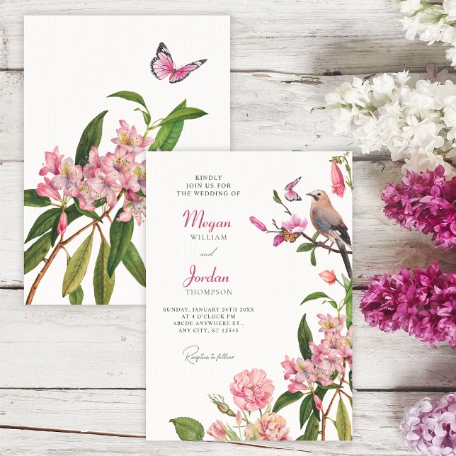 Invitación boda de arte de pájaro floral (Subido por el creador)