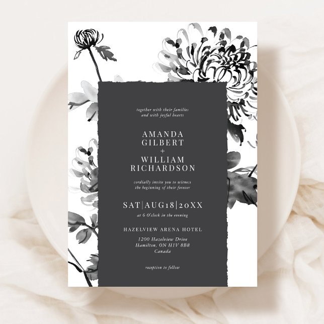 Invitación Boda de arte de tinta crisantemana (Subido por el creador)
